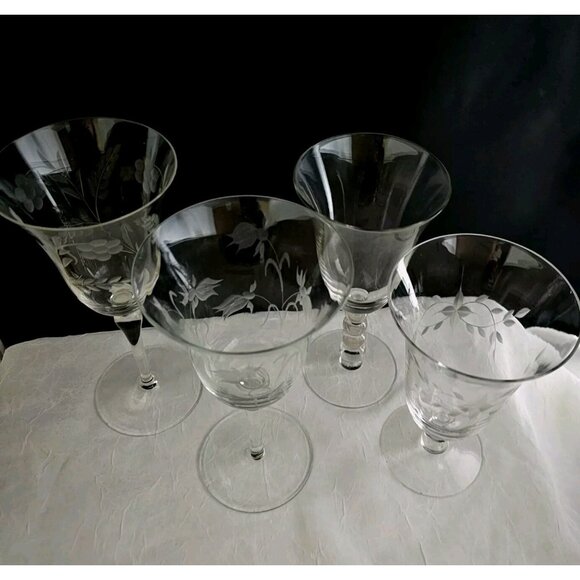 Mismatched Wine Glassware Collection set/4 vintage etched mixed cocktail glasses - Picture 6 of 10